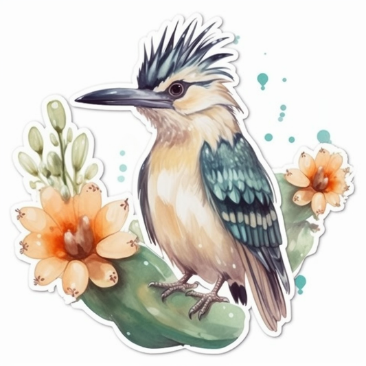 New Mexico Greater Roadrunner bird Yucca Flower flower  Vinyl Decal Sticker for Car, Laptop, Tumbler and more # 008937