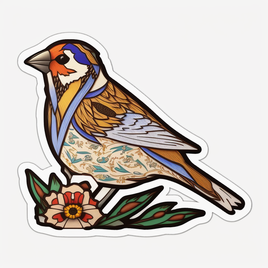 Colorado Lark Bunting bird Rocky Mountain Columbine flower  Vinyl Decal Sticker for Car, Laptop, Tumbler and more # 008287