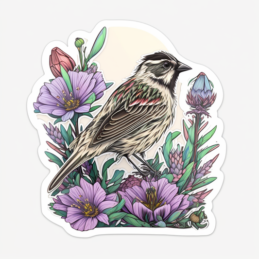 Colorado Lark Bunting bird Rocky Mountain Columbine flower  Vinyl Decal Sticker for Car, Laptop, Tumbler and more # 008318