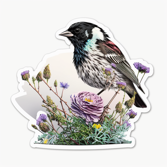 Colorado Lark Bunting bird Rocky Mountain Columbine flower  Vinyl Decal Sticker for Car, Laptop, Tumbler and more # 008297