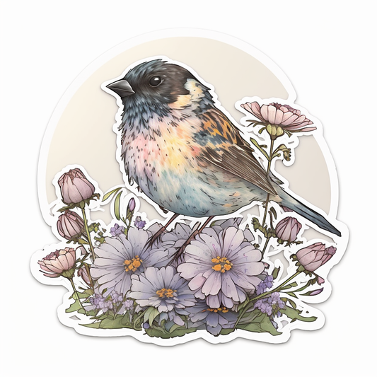 Colorado Lark Bunting bird Rocky Mountain Columbine flower  Vinyl Decal Sticker for Car, Laptop, Tumbler and more # 008292