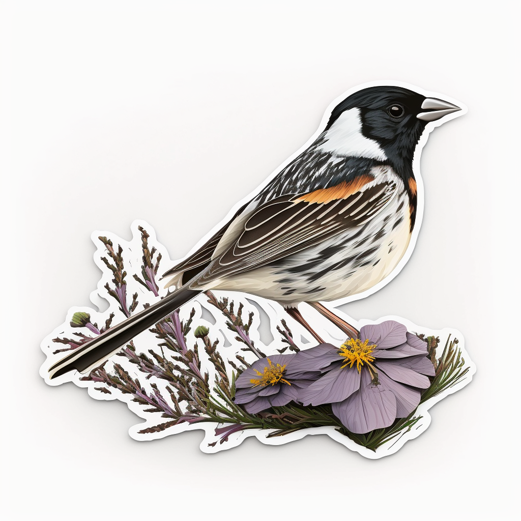 Colorado Lark Bunting bird Rocky Mountain Columbine flower  Vinyl Decal Sticker for Car, Laptop, Tumbler and more # 008301