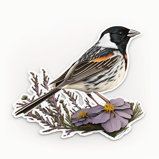 Colorado Lark Bunting bird Rocky Mountain Columbine flower  Vinyl Decal Sticker for Car, Laptop, Tumbler and more # 008301
