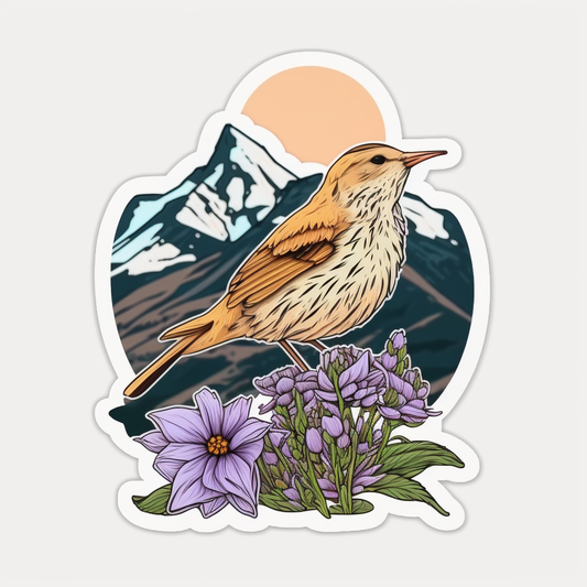 Colorado Lark Bunting bird Rocky Mountain Columbine flower  Vinyl Decal Sticker for Car, Laptop, Tumbler and more # 008307