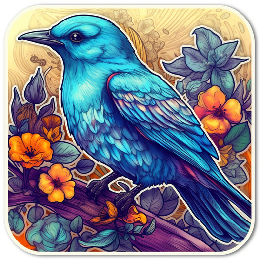 Idaho Mountain Bluebird bird Syringa flower  Vinyl Decal Sticker for Car, Laptop, Tumbler and more # 008461