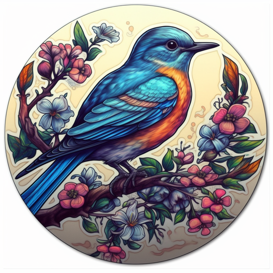 Idaho Mountain Bluebird bird Syringa flower  Vinyl Decal Sticker for Car, Laptop, Tumbler and more # 008454