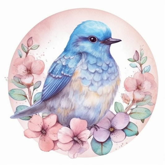 Idaho Mountain Bluebird bird Syringa flower  Vinyl Decal Sticker for Car, Laptop, Tumbler and more # 008448