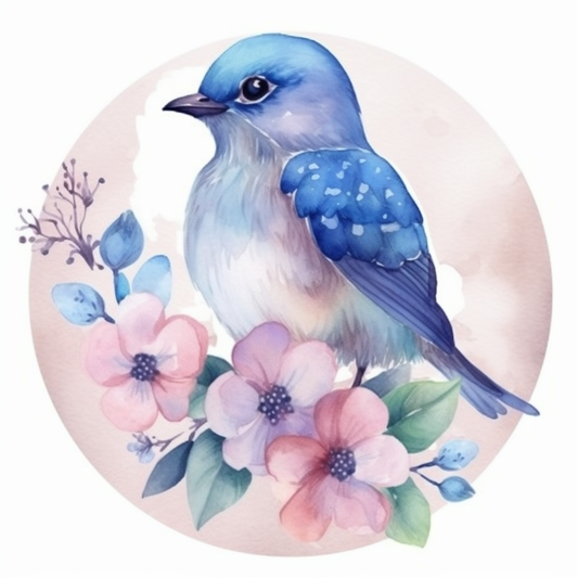 Idaho Mountain Bluebird bird Syringa flower  Vinyl Decal Sticker for Car, Laptop, Tumbler and more # 008447