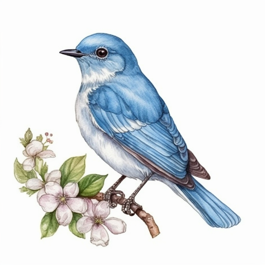 Idaho Mountain Bluebird bird Syringa flower  Vinyl Decal Sticker for Car, Laptop, Tumbler and more # 008453