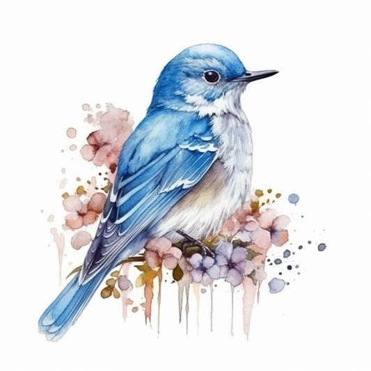 Idaho Mountain Bluebird bird Syringa flower  Vinyl Decal Sticker for Car, Laptop, Tumbler and more # 008451