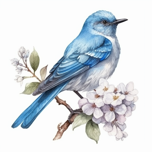 Idaho Mountain Bluebird bird Syringa flower  Vinyl Decal Sticker for Car, Laptop, Tumbler and more # 008460