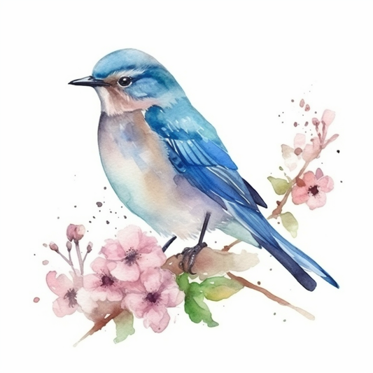 Idaho Mountain Bluebird bird Syringa flower  Vinyl Decal Sticker for Car, Laptop, Tumbler and more # 008462