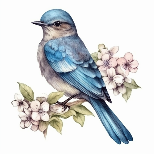Idaho Mountain Bluebird bird Syringa flower  Vinyl Decal Sticker for Car, Laptop, Tumbler and more # 008465