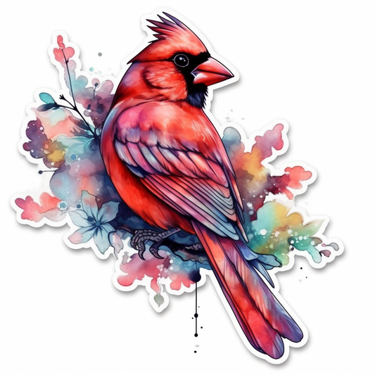 Virginia Northern Cardinal bird American Dogwood flower  Vinyl Decal Sticker for Car, Laptop, Tumbler and more # 009849
