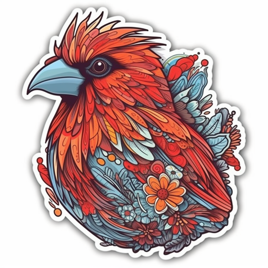North Carolina Northern Cardinal bird Dogwood flower  Vinyl Decal Sticker for Car, Laptop, Tumbler and more # 009016