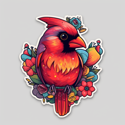 North Carolina Northern Cardinal bird Dogwood flower  Vinyl Decal Sticker for Car, Laptop, Tumbler and more # 009026