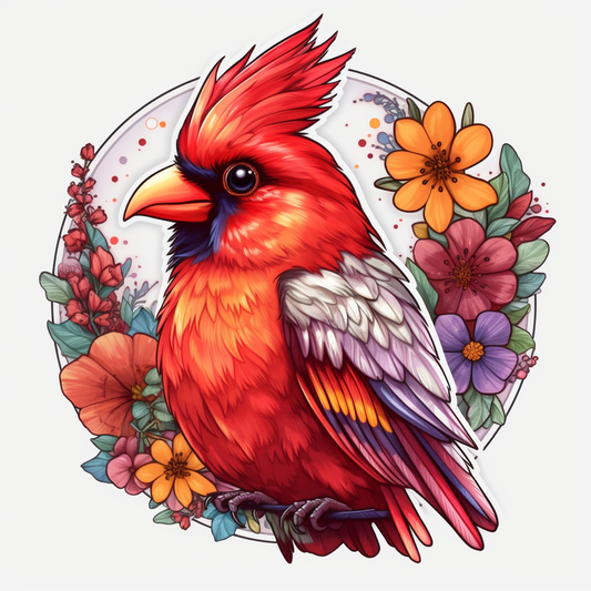 North Carolina Northern Cardinal bird Dogwood flower  Vinyl Decal Sticker for Car, Laptop, Tumbler and more # 009015