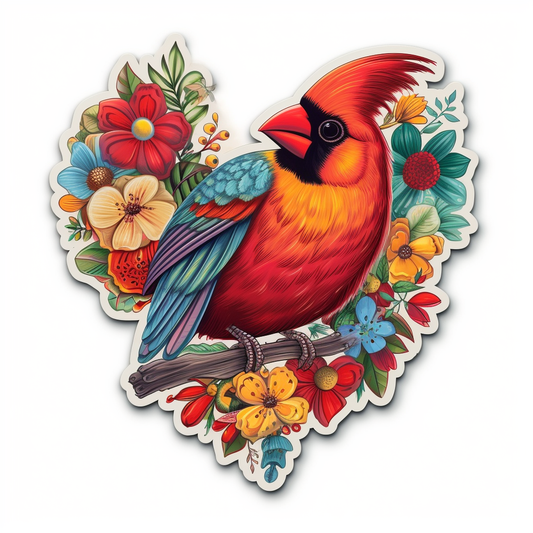 North Carolina Northern Cardinal bird Dogwood flower  Vinyl Decal Sticker for Car, Laptop, Tumbler and more # 009019