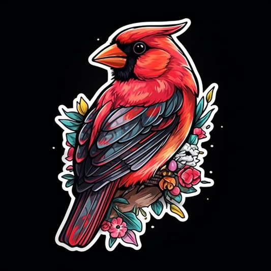 North Carolina Northern Cardinal bird Dogwood flower  Vinyl Decal Sticker for Car, Laptop, Tumbler and more # 009064
