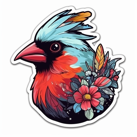 North Carolina Northern Cardinal bird Dogwood flower  Vinyl Decal Sticker for Car, Laptop, Tumbler and more # 009053