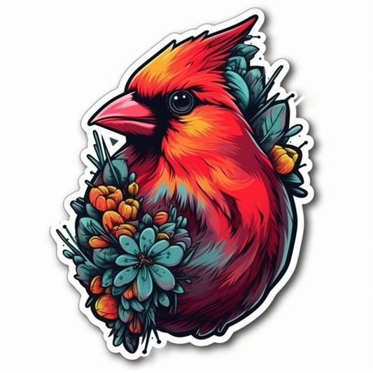 North Carolina Northern Cardinal bird Dogwood flower  Vinyl Decal Sticker for Car, Laptop, Tumbler and more # 009097