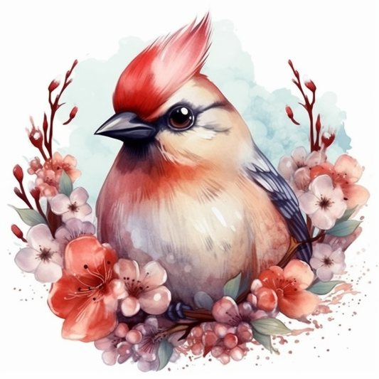 North Carolina Northern Cardinal bird Dogwood flower  Vinyl Decal Sticker for Car, Laptop, Tumbler and more # 009027