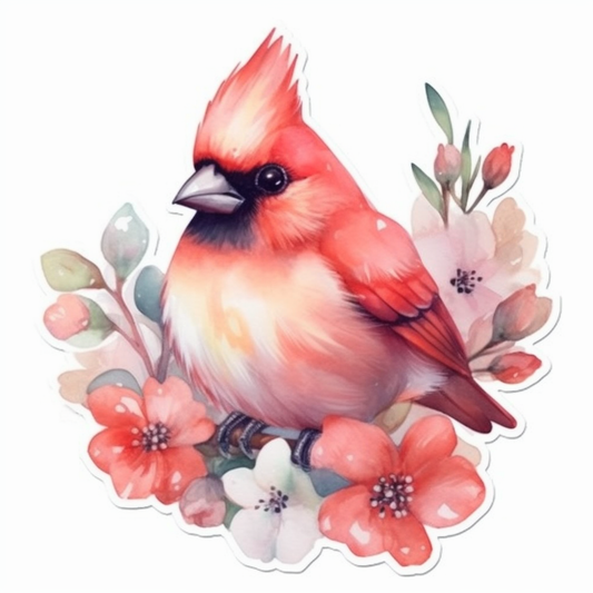 North Carolina Northern Cardinal bird Dogwood flower  Vinyl Decal Sticker for Car, Laptop, Tumbler and more # 009023