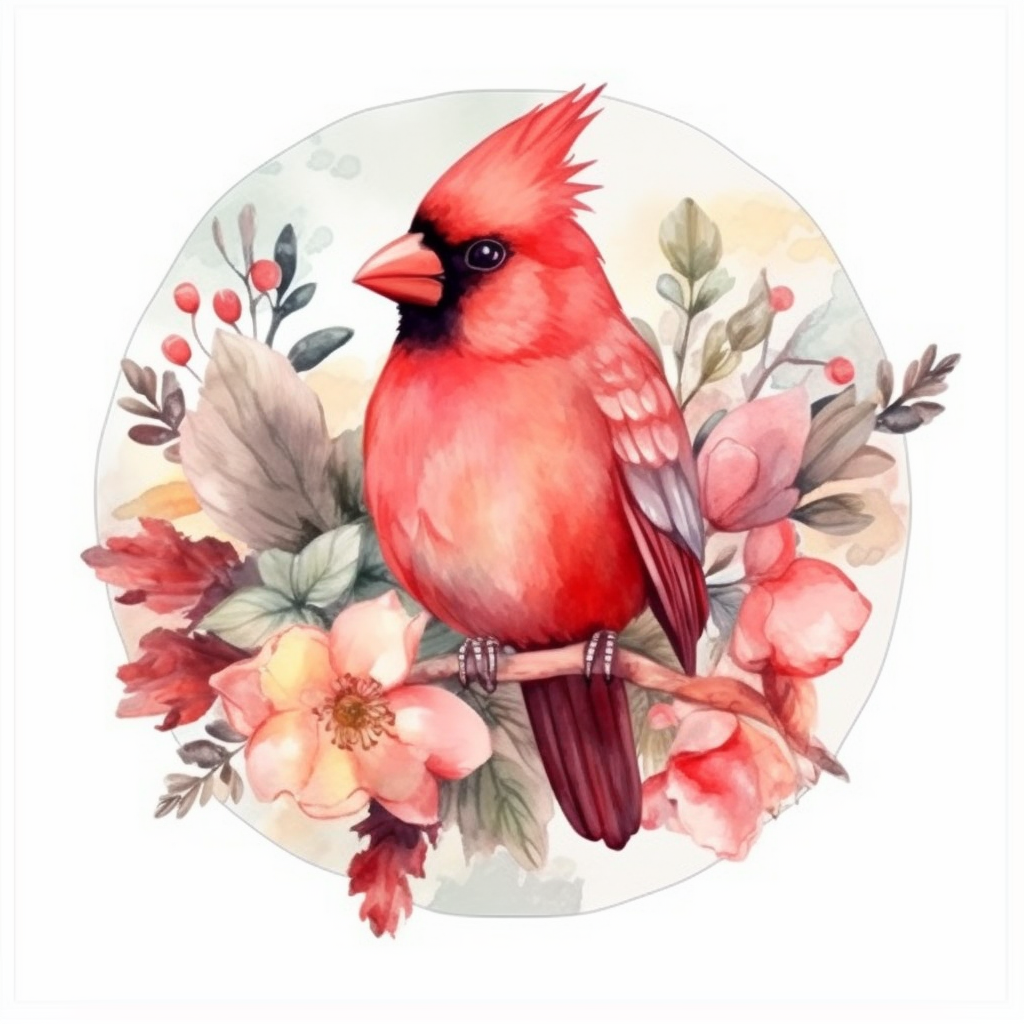 North Carolina Northern Cardinal bird Dogwood flower  Vinyl Decal Sticker for Car, Laptop, Tumbler and more # 009021