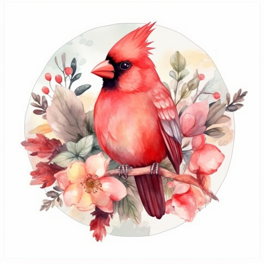 North Carolina Northern Cardinal bird Dogwood flower  Vinyl Decal Sticker for Car, Laptop, Tumbler and more # 009021