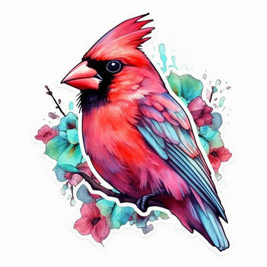 North Carolina Northern Cardinal bird Dogwood flower  Vinyl Decal Sticker for Car, Laptop, Tumbler and more # 009095