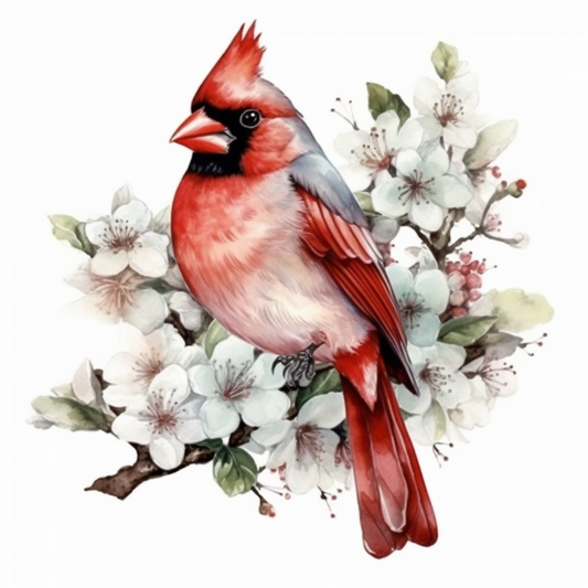 North Carolina Northern Cardinal bird Dogwood flower  Vinyl Decal Sticker for Car, Laptop, Tumbler and more # 009040