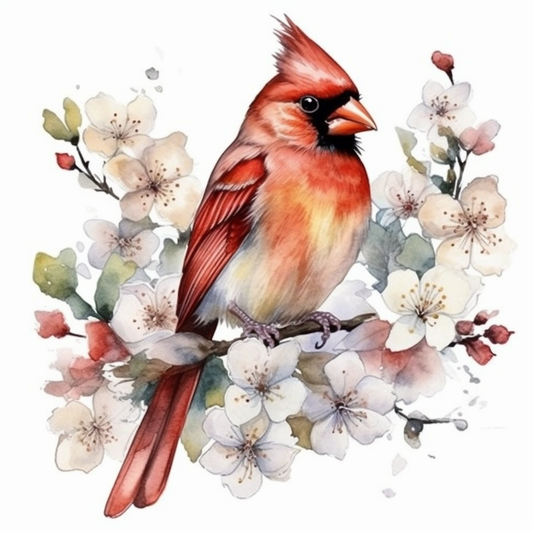 North Carolina Northern Cardinal bird Dogwood flower  Vinyl Decal Sticker for Car, Laptop, Tumbler and more # 009062