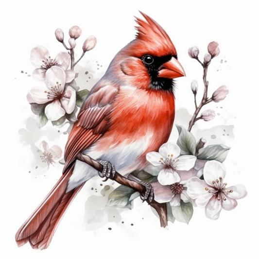 North Carolina Northern Cardinal bird Dogwood flower  Vinyl Decal Sticker for Car, Laptop, Tumbler and more # 009075