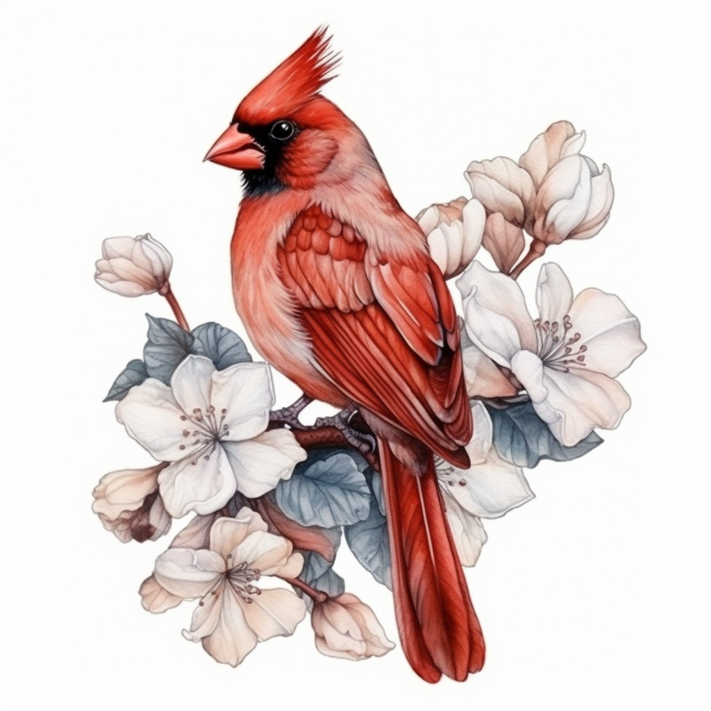 West Virginia Northern Cardinal bird Rhododendron flower  Vinyl Decal Sticker for Car, Laptop, Tumbler and more # 009957