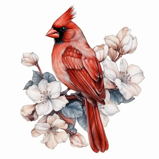 West Virginia Northern Cardinal bird Rhododendron flower  Vinyl Decal Sticker for Car, Laptop, Tumbler and more # 009957