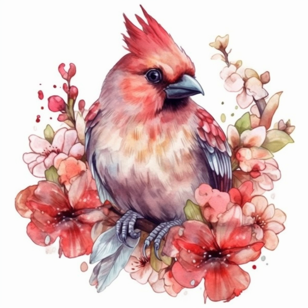 West Virginia Northern Cardinal bird Rhododendron flower  Vinyl Decal Sticker for Car, Laptop, Tumbler and more # 0010049