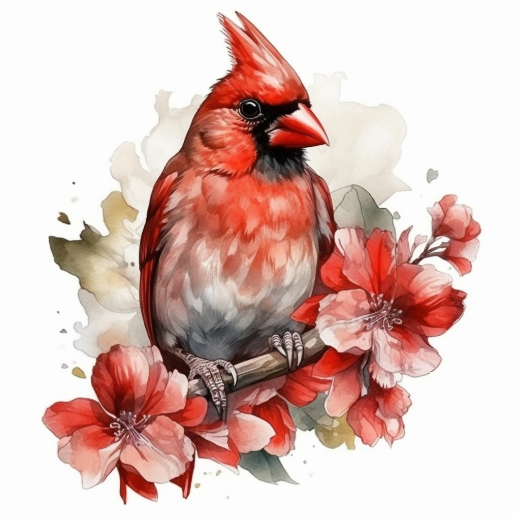 West Virginia Northern Cardinal bird Rhododendron flower  Vinyl Decal Sticker for Car, Laptop, Tumbler and more # 0010015