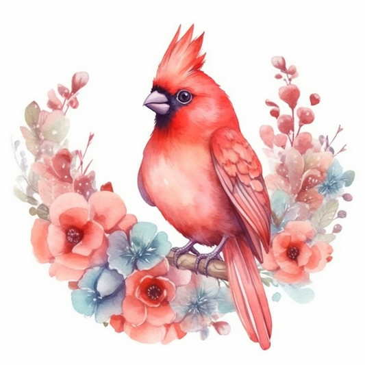 Ohio Northern Cardinal bird Scarlet Carnation flower  Vinyl Decal Sticker for Car, Laptop, Tumbler and more # 009110