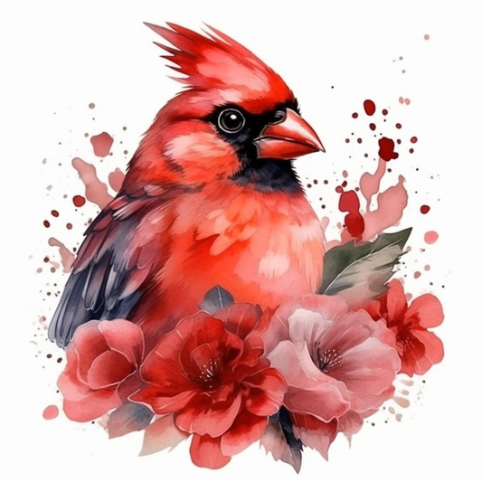 Ohio Northern Cardinal bird Scarlet Carnation flower  Vinyl Decal Sticker for Car, Laptop, Tumbler and more # 009125