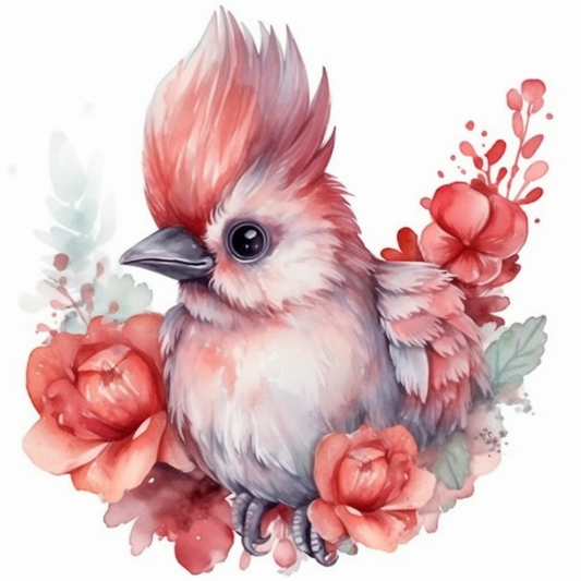 Ohio Northern Cardinal bird Scarlet Carnation flower  Vinyl Decal Sticker for Car, Laptop, Tumbler and more # 009103
