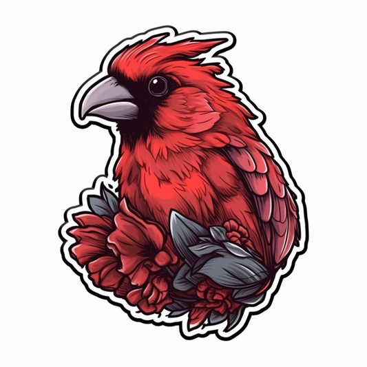 Ohio Northern Cardinal bird Scarlet Carnation flower  Vinyl Decal Sticker for Car, Laptop, Tumbler and more # 009112
