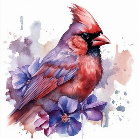 Illinois Northern Cardinal bird Violet flower  Vinyl Decal Sticker for Car, Laptop, Tumbler and more # 008482