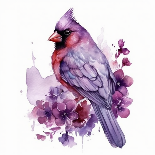Illinois Northern Cardinal bird Violet flower  Vinyl Decal Sticker for Car, Laptop, Tumbler and more # 008481