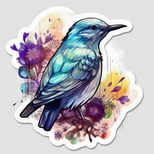 Texas Northern Mockingbird bird Bluebonnet flower  Vinyl Decal Sticker for Car, Laptop, Tumbler and more # 009159