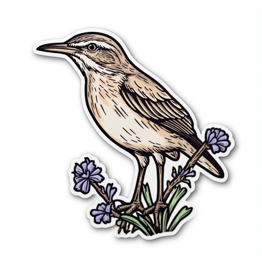 Texas Northern Mockingbird bird Bluebonnet flower  Vinyl Decal Sticker for Car, Laptop, Tumbler and more # 009225