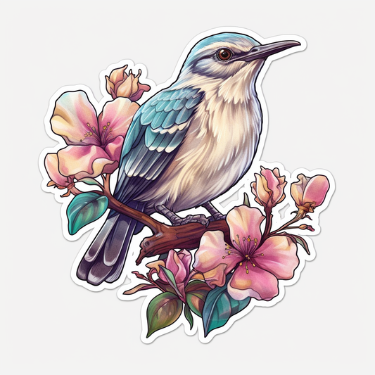 Missouri Eastern Bluebird bird Hawthorn flower  Vinyl Decal Sticker for Car, Laptop, Tumbler and more # 008810