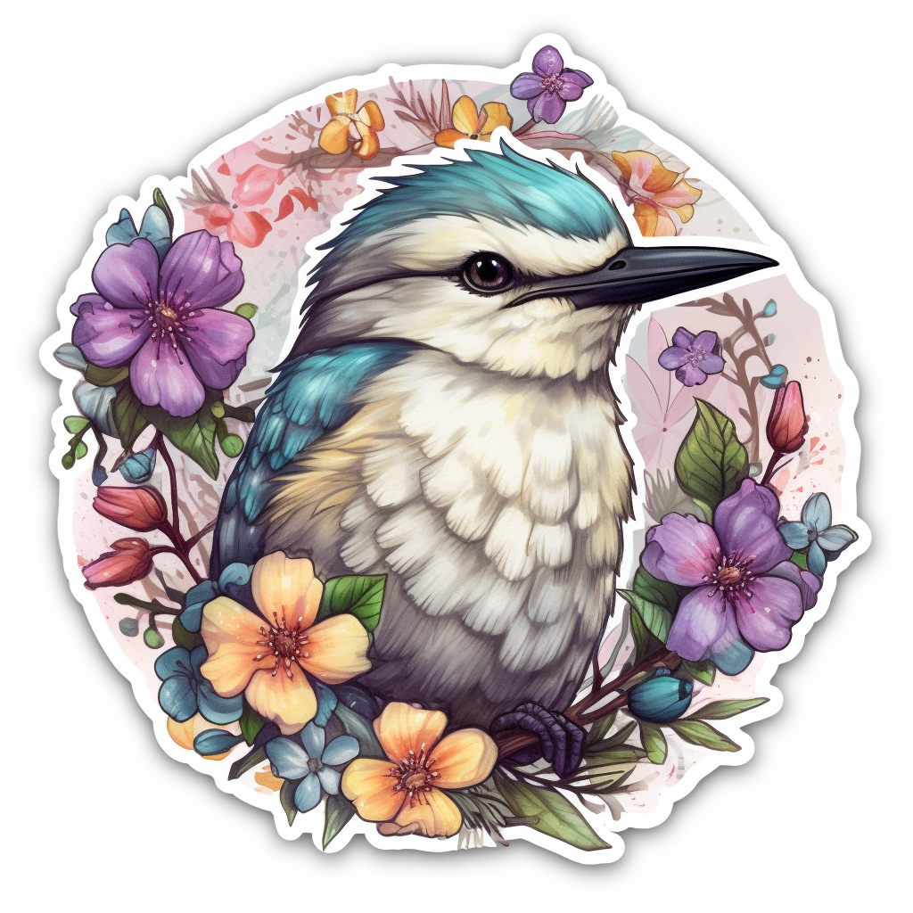 Missouri Eastern Bluebird bird Hawthorn flower  Vinyl Decal Sticker for Car, Laptop, Tumbler and more # 008829