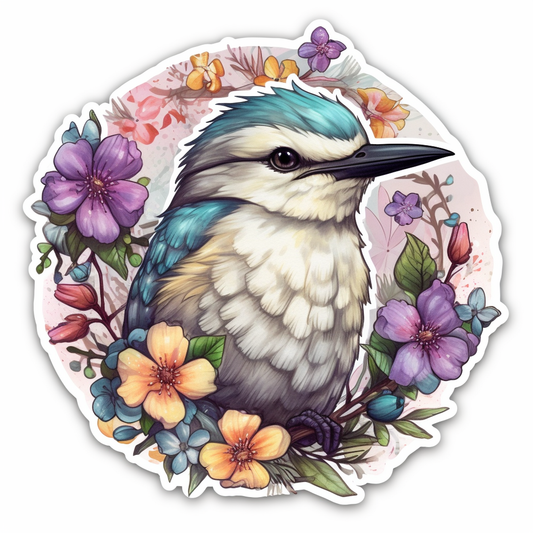 Missouri Eastern Bluebird bird Hawthorn flower  Vinyl Decal Sticker for Car, Laptop, Tumbler and more # 008829