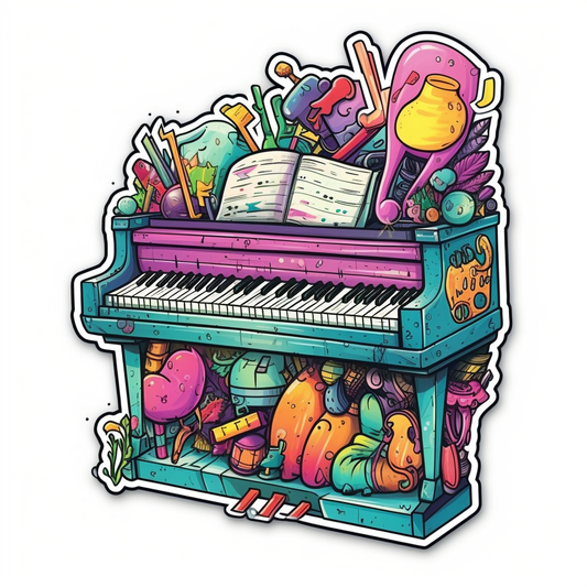 Piano Piano musical instrument Vinyl Decal Sticker for Car, Laptop, Tumbler and more # 008636