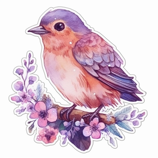 New Hampshire Purple Finch bird Purple Lilac flower  Vinyl Decal Sticker for Car, Laptop, Tumbler and more # 008761